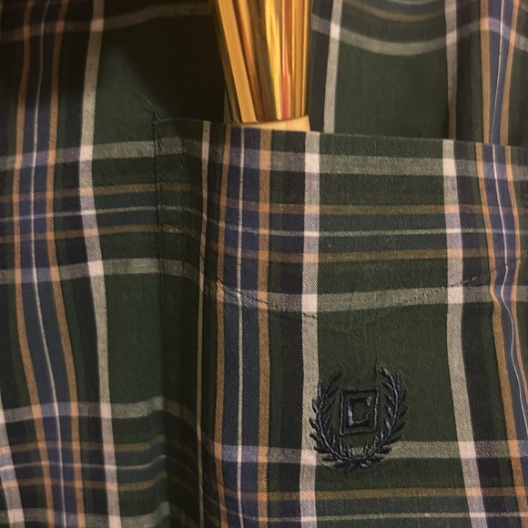 Chaps Easy Care Men's Size L Green/Blue Plaid Long Sleeve Button Down Shirt - Picture 7 of 10